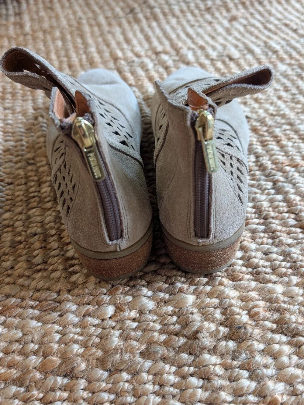 Pikolinos Taupe Suede Cutout Ankle Booties
